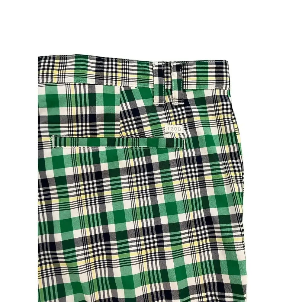 IZOD Golf Men's Multicolor Plaid Casual Golf Shorts w/ Pockets | Size 42